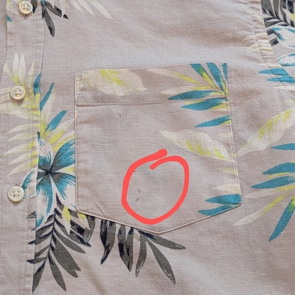 Banana Republic Adult (Medium) Linen Hawaiian/Tropical/Beach Button-Down Shirt